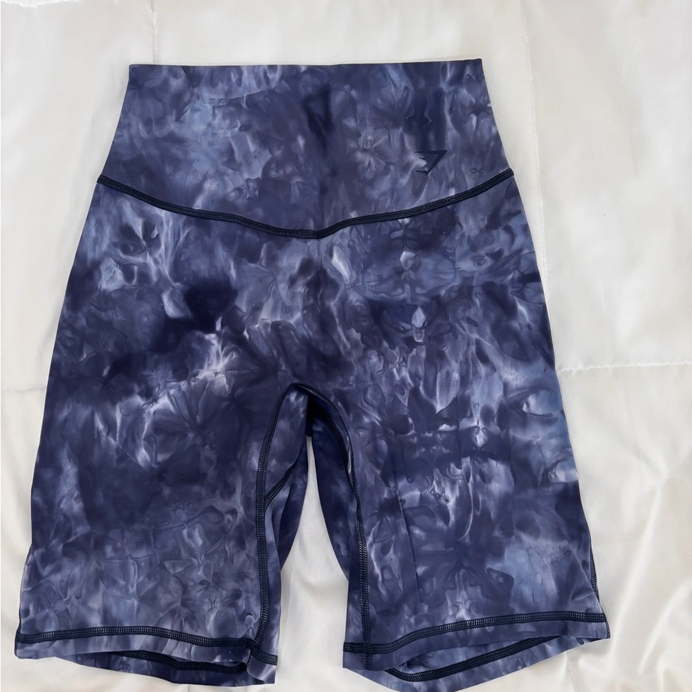 Blue Tie-Dye High-Waisted Shorts